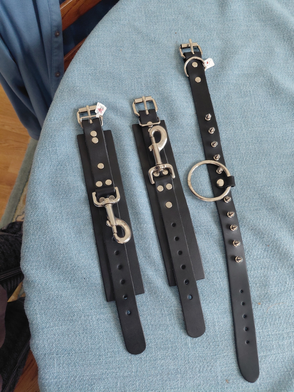 Shades Bound Black Leather Stud Wrist Bindings & O-Ring Choker